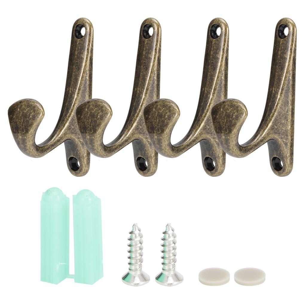 4er-Set Kleiderhaken Zinklegierung Wandmontiert Handtuch Hut Mantel Kleiderbügel Heimorganisator(SPN0001 Schwarz Braun Bronze )
