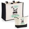 Coffret Duo Cabas Et Trousse - PLANETEE - Georges Pas Touche Panda - Jute & Coton - Impression DTF HD - Fabriqué En France