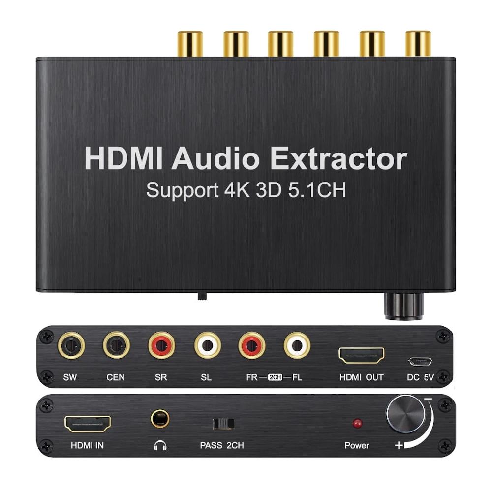 Extractor audio z hdmi z obsługą 4k 3d 5.1 kanałów ekstraktor cinch
