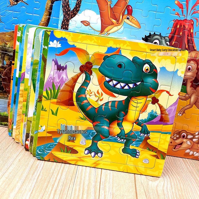 Dinosaur 16-Piece Flat Puzzle - Early Education Toy for Ages 3-6
