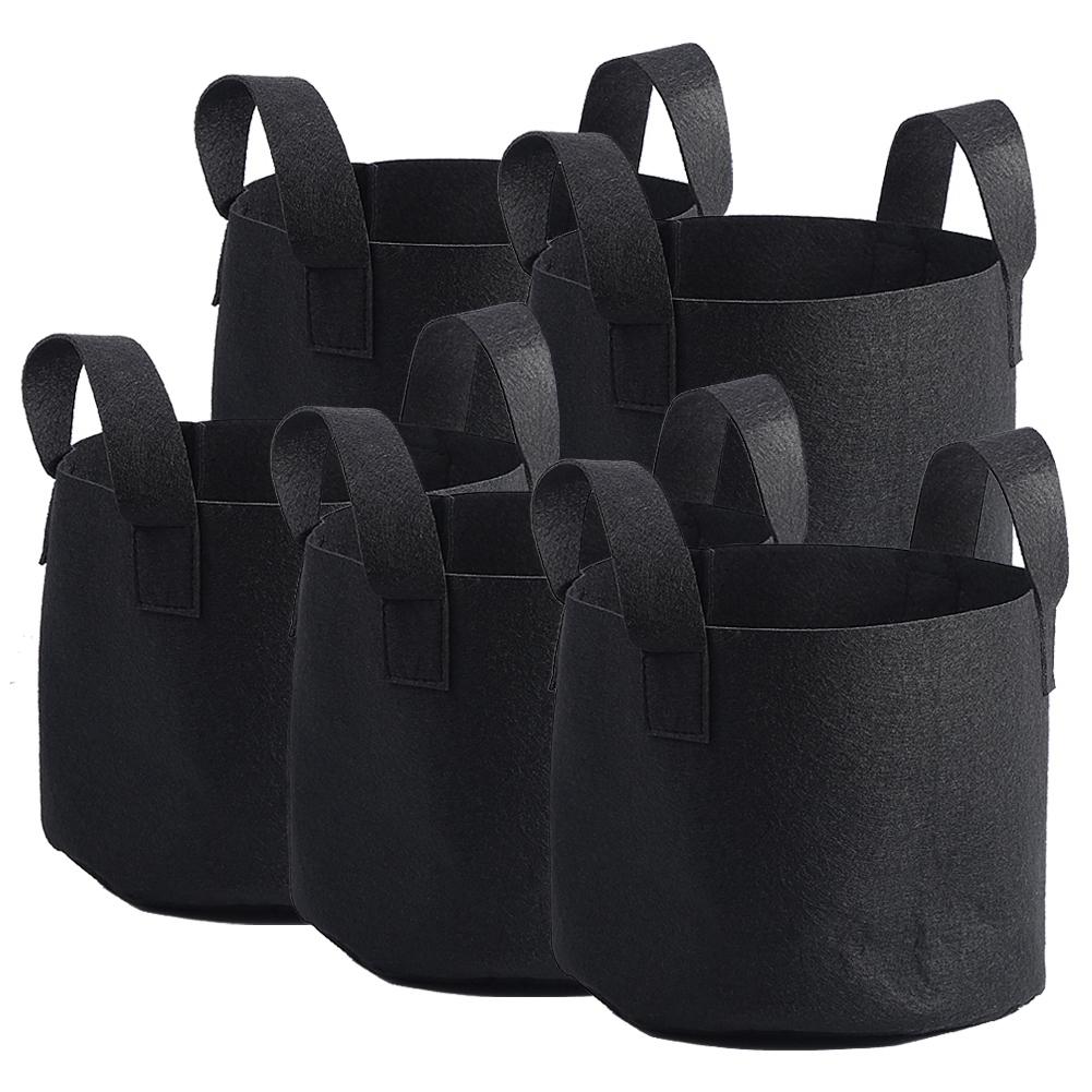 Black Plants Growing Bag Vegetable Flower Aeration Planting Pot Container (3 Gallon 20 x 25cm)