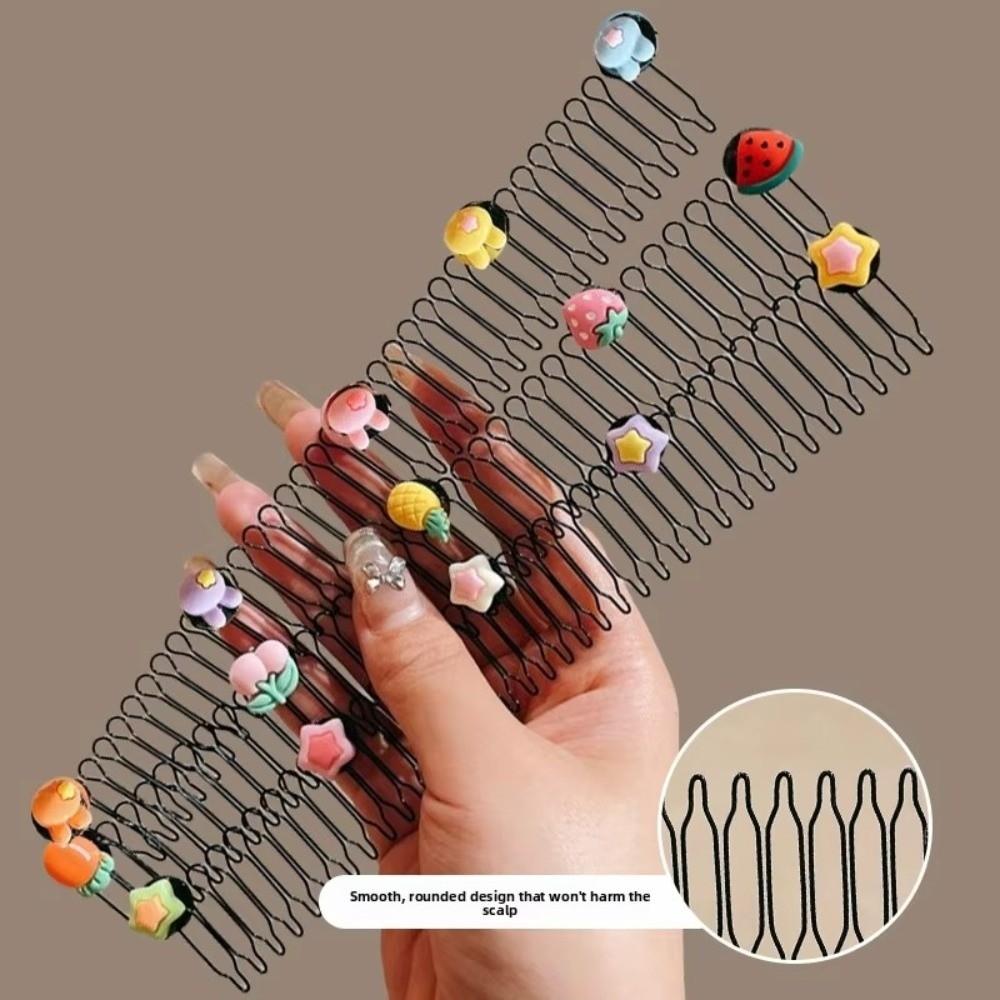 Nuovo pettine colorato a forma di cuore, pettine per capelli a estrazione a forma di stella, fascia per capelli con fiocco, filo invisibile, copricapo antiscivolo, per bambini e bambine