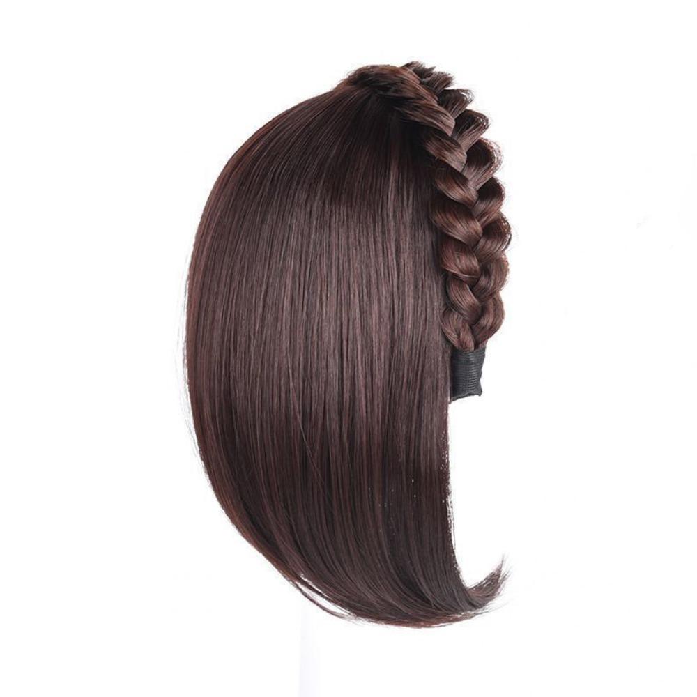 Clip In Half Headband Wig Hair Hoop Wig Replacement Block Twist Braided Fishbone Hairpiece  Party