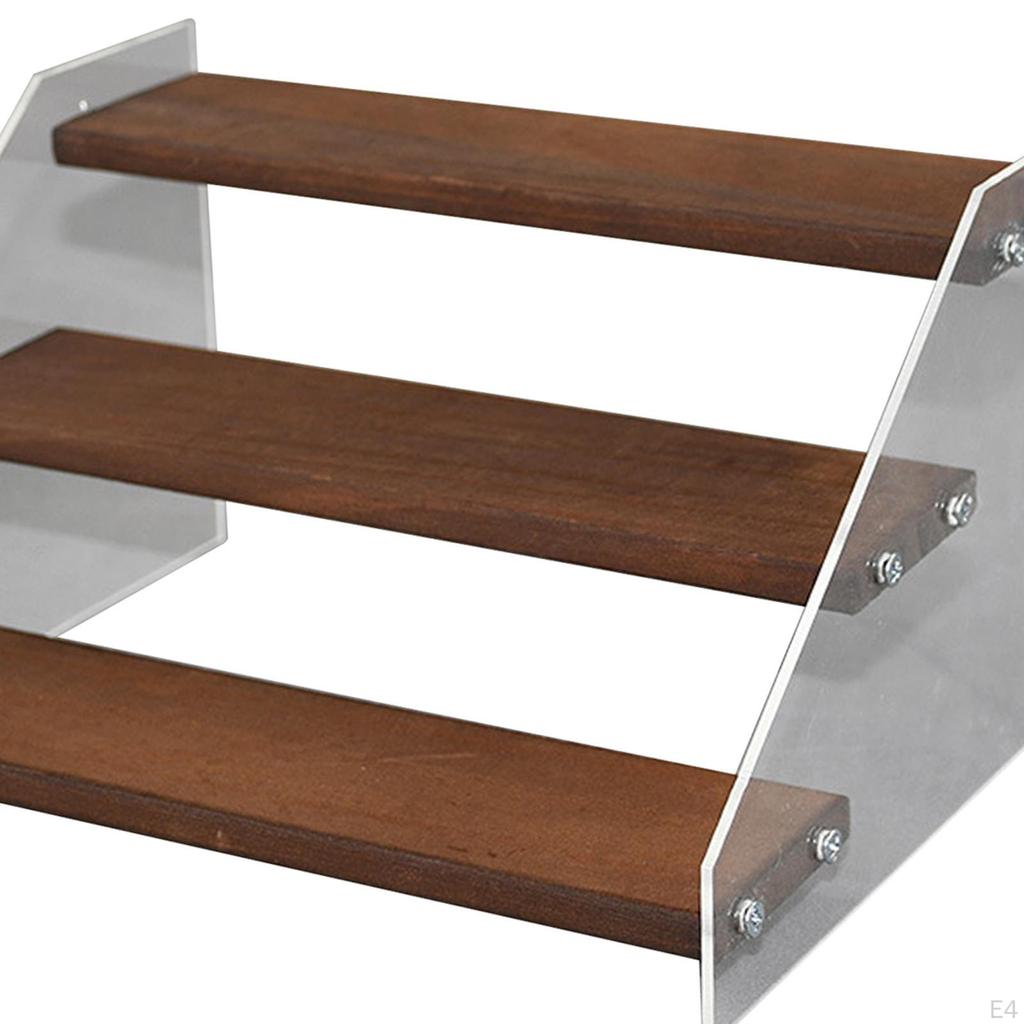 Acrylic Wood Display Stand Shelf 7.9inch Long Collection Organizer