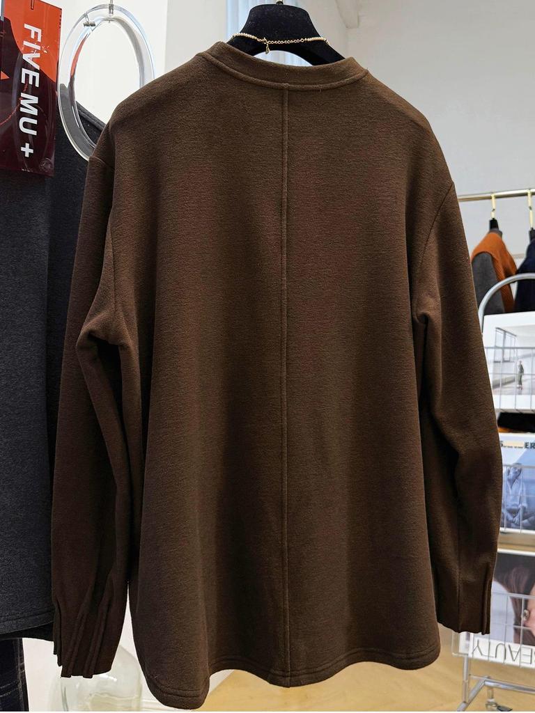 2025 Women's High-Grade Brushed Loose Long-Sleeve T-Shirt - Autumn/Winter Casual Lazy Style