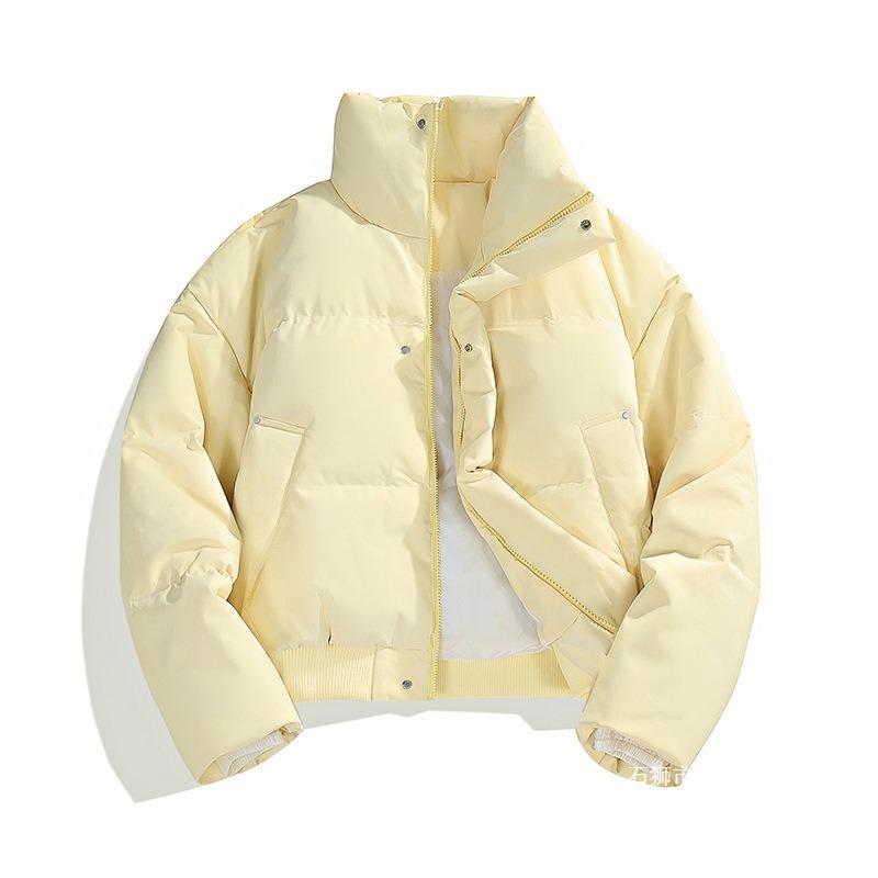 Retro Kurze Baumwollkleidung Herren Winter Stehkragen Jacke Trendige Marke Fortgeschrittener Sinn Clnf Verdickte Brotkleidung Damen