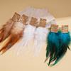European and American exaggerated feather fringed square silver needle earrings Bohemian retro niche earrings 