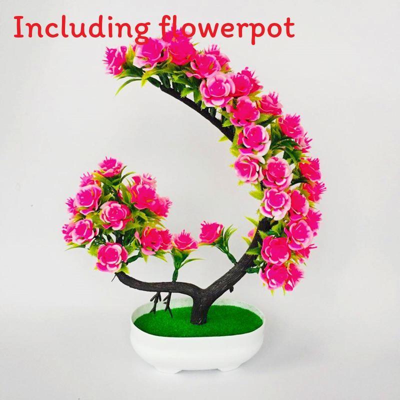 Simulation Potted Rose Plant With Flowers And Green Plants Decoration Table