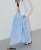 Michikoleondeonkosino Flare Shirred Maxi Skirt Blue Stripe