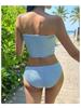 Solid Color Halter Bandeau Slimming Backless Swimsuit for Girls