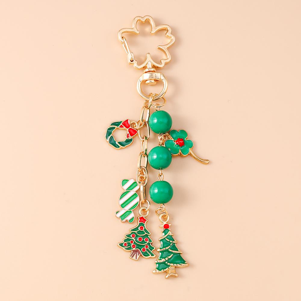 Fashion Christmas Keychain Women Girls Snowman Elk Key Ring Pendants for Handbag Decor DIY Key Chain New Year Gifts