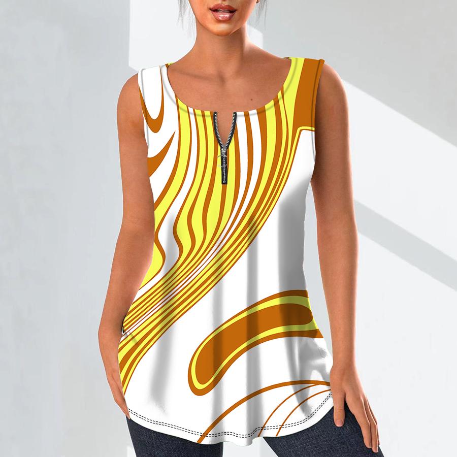 

Женская мода рубашки с v-образным вырезом повседневные топы футболка женская 3D свежая цветовая гамма жилет с принтом плюс размер блузка без рукавов топы на бретелях 8XL жёлтый