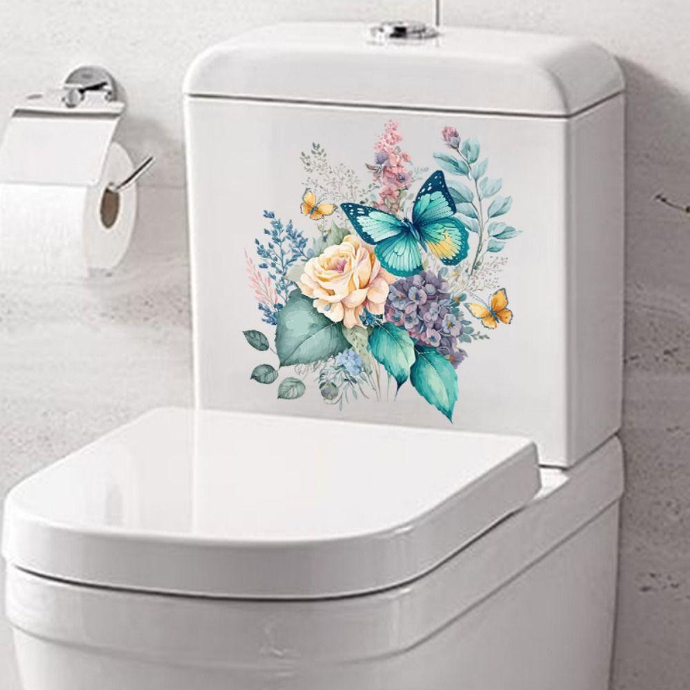 Mildew-proof Green Plant Mural Removable Toilet Lid Decals  Living Room