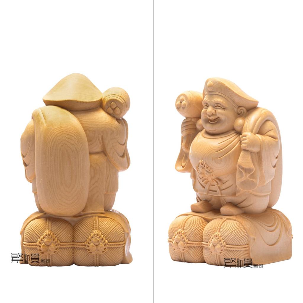 Daikokuten Holz Hinoki Zypresse Eingangsbereich Gebracht Gutes Wohlhabend Reichlich und Wohlhabende Nachkommen H x 10cm B x 7cm Daikoku-sama Figur, Schnitzerei,