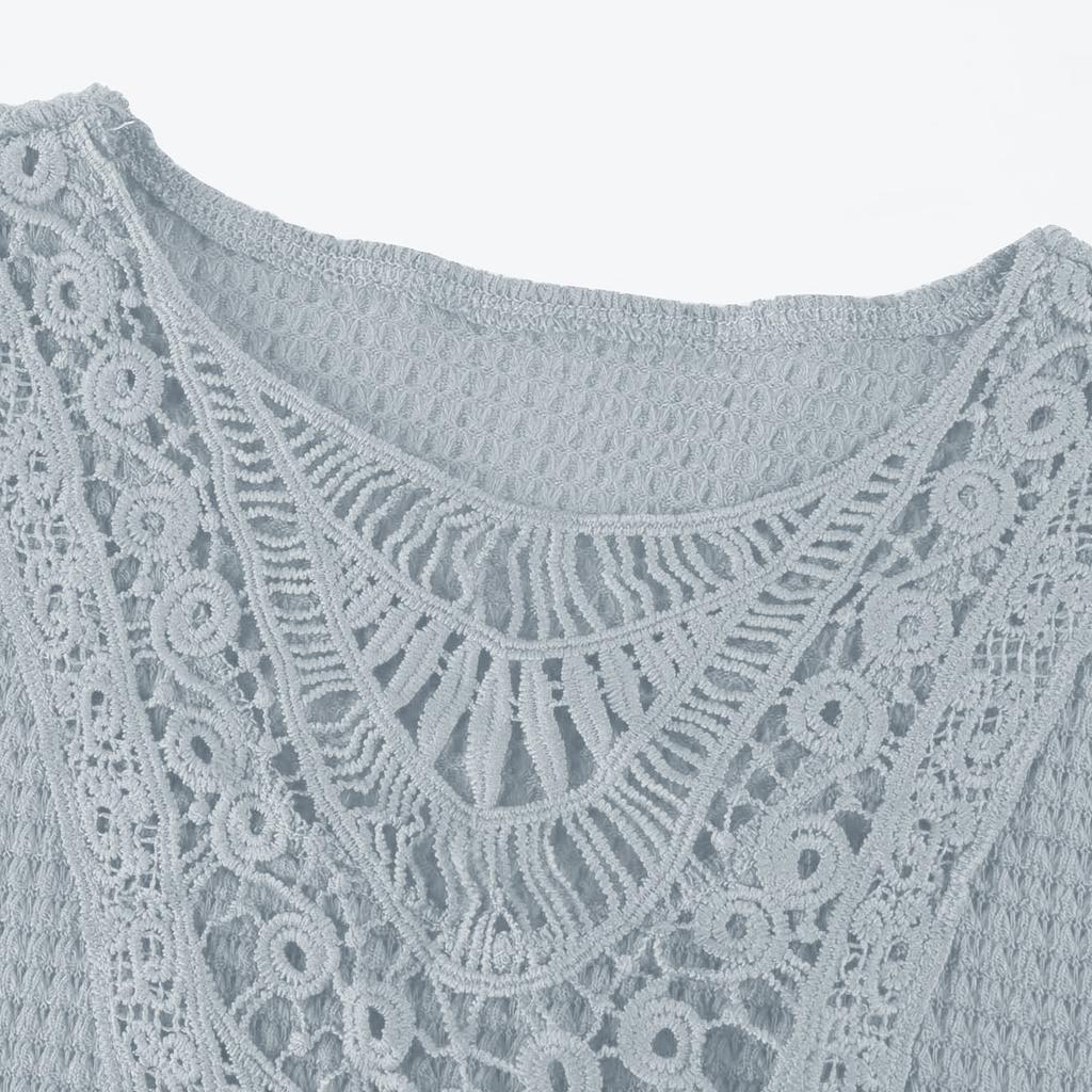 T-shirt da donna a maniche corte con pizzo e cuciture per primavera ed estate