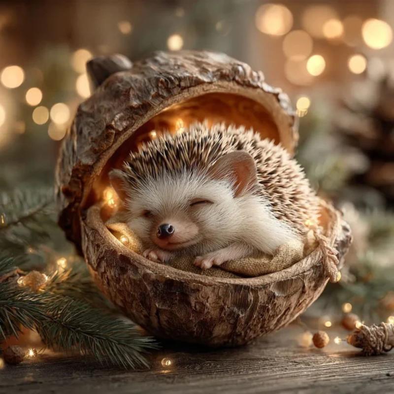 Forest Animal Acorn Flat Ornaments 1/5/6Pcs Lovely Christmas Decor for Kids Room Xmas Tree Holiday Party Indoor Decoration