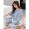 Pajamas Women's Summer, New Spring and Summer Short-sleeved Cute Loose Cropped Pants Loungewear Two-piece Set Summer