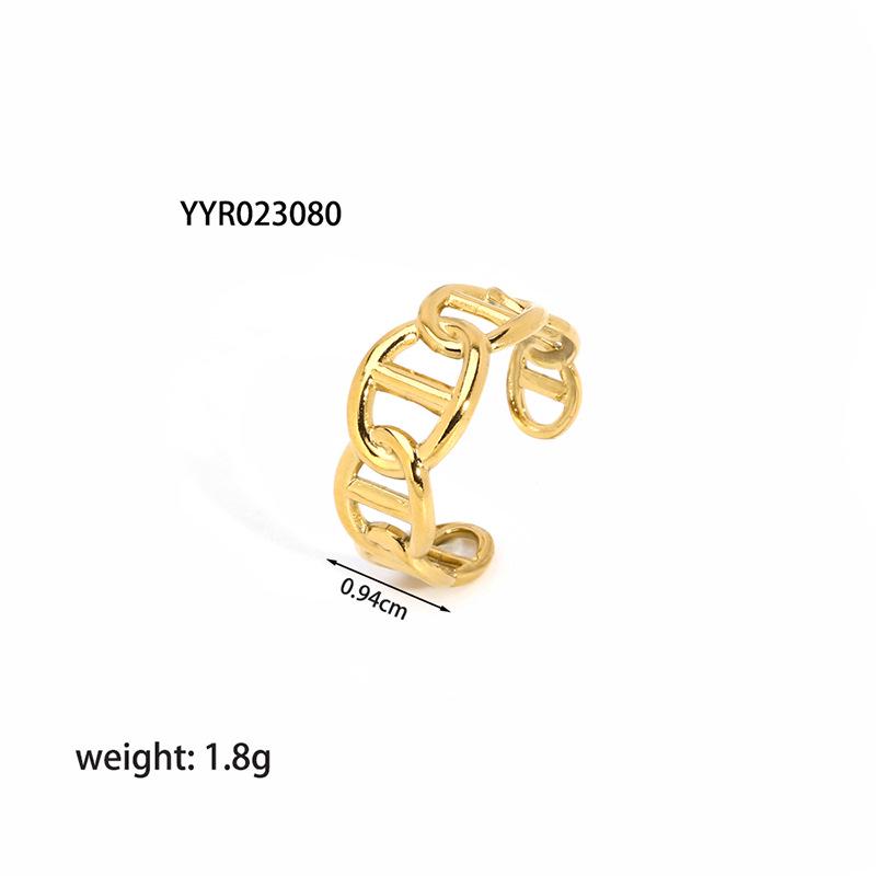 18K Gold-Plated Adjustable Stainless Steel Ring for Women - Simple, Trendy Jewelry Design