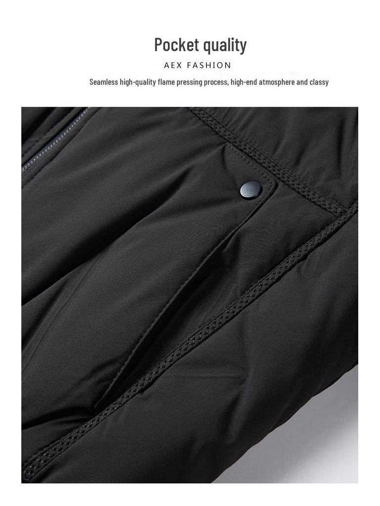 Leichte Herren-Pufferjacke mit Entendaunen - Stilvoller Herbst/Winter Stehkragen, Kurz und Warm