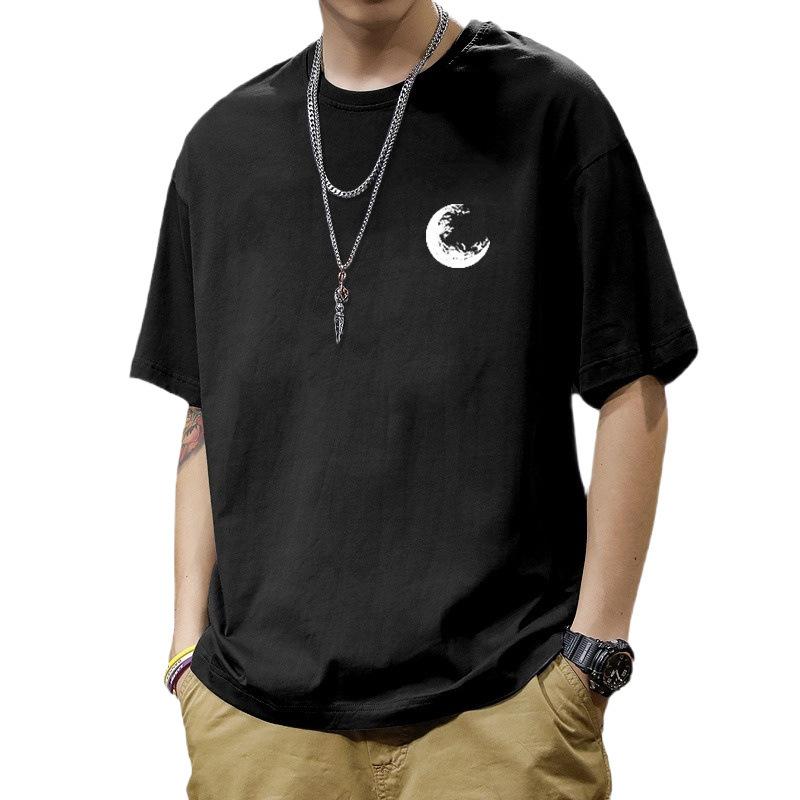 Cotton Short Sleeved T-shirt for Men Summer Trendy Brand, Loose and Versatile, Simple Printing, Comfortable and Casual Half Sleeved T-shirt