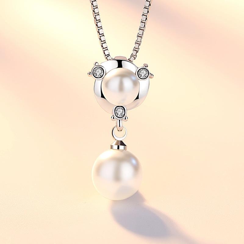 925 Sterling Silver Fashion Light Luxury Ocean Zircon Water Drop Pearl Pendant Necklace Birthday Party Anniversary Gift