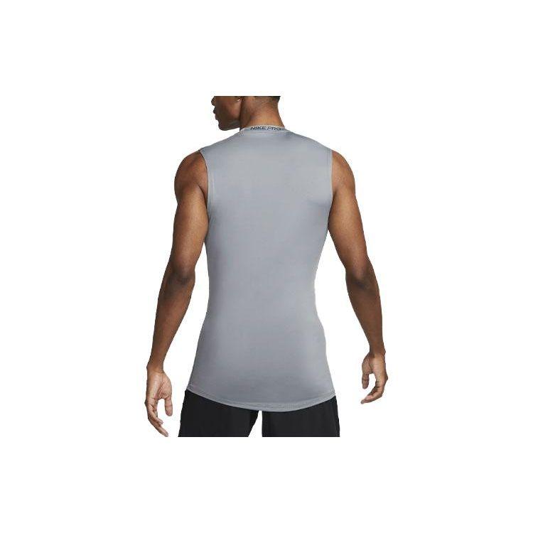Nike Dri-FIT Tight Sleeveless Fitness Letter Print Round Neck Sports Vest Men Tops Smoke-Gray FB7914-084
