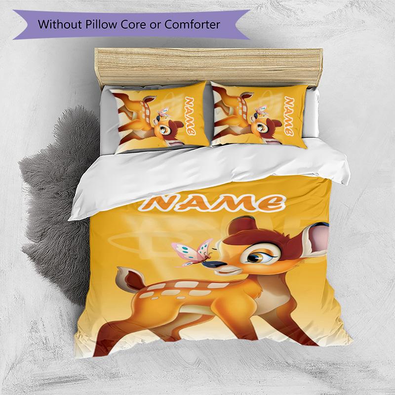 3pcs Bambi3 Cover Set - Personalized Name, HD Printed Bedding with 1 Cover and 2 Pillowcases - Perfect for Home Decor, Easy Care