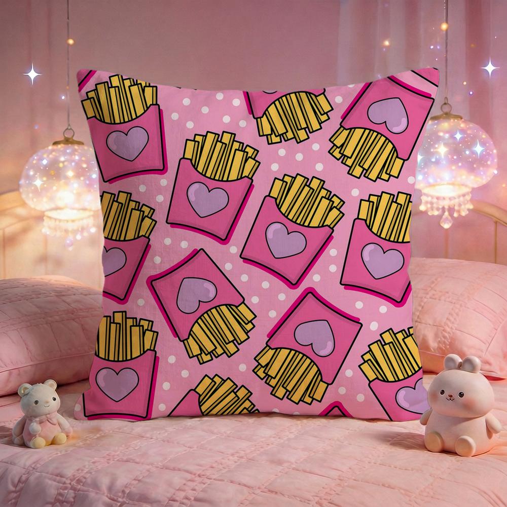 Crispy French Fries Pop Cushion Cover Premium Comfort Reversible Pillow Cove Two In One Design for Any Room  Car Interior