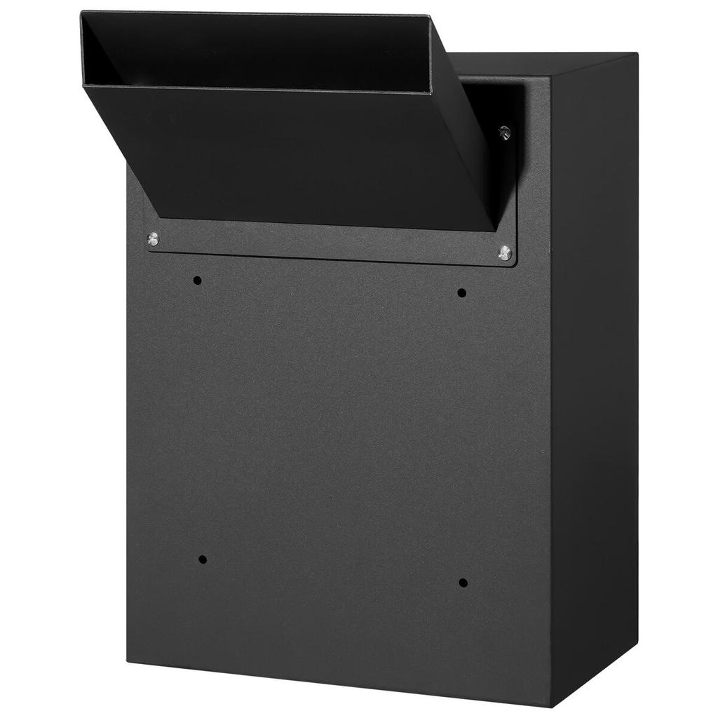 Through The Wall Drop Box 13x7x17" Mailbox with Combination Lock Black