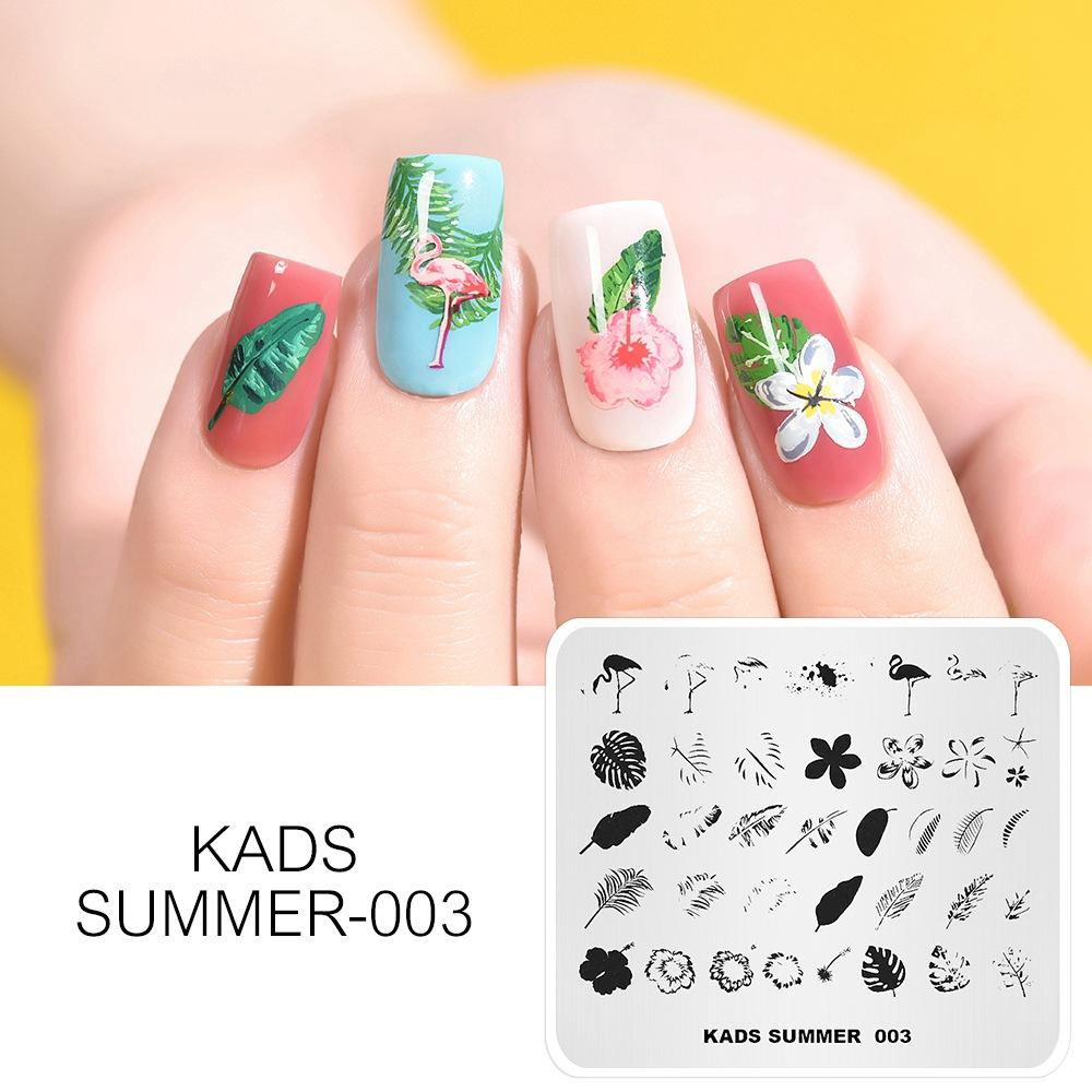 

KADS шаблоны для штамповки ногтей в стиле фламинго, пластины с изображениями для штамповки, маникюрный инструмент, надпечатка