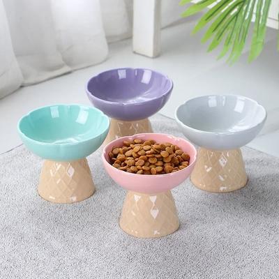 Cuenco Cerámico Elevado para Gato Lindo Cuencos para Comida y Agua para Mascotas Elevados Inclinados Cuenco para Beber y Comer para Cachorros Suministros para Mascotas