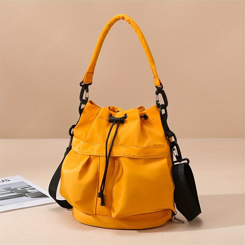 Women'S Casual Dual-Purpose Shoulder Bag, Multifunctional Large-Capacity Crossbody Bag, Drawstring Tote, Everyday Commuting Bag for Wallet And Phone