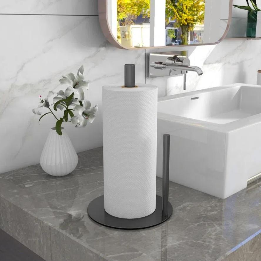 Weighted Base Paper Towel Holder Stainless Steel Roll Paper Holder Paper Towel Stand  Bathroom