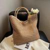 Neue vielseitige Reißverschluss-Grasgewebe-Tasche, handgewebte Tasche, große ein Schulter-Tragetasche, Damen-Urlaubs-Strandtasche, Damen-Tasche