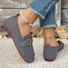 Women's Shoes Spring and Autumn New Korean Round Toe Shallow Metal Buckle Low Heel Flat Comfortable Casual Single Shoes
