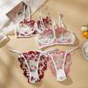 Female Breathable Underwear Set Women Sexy Lace Bra Sets Transparent Underwired Floral Thong Lingerie