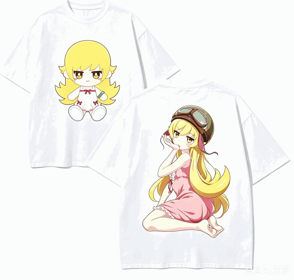 T-shirt per Amanti dell'Anime della Serie Monogatari Harajuku Cotone Nuovo Modello High Street Moda Retro Oversize Unisex Prodotto Caldo Coppie