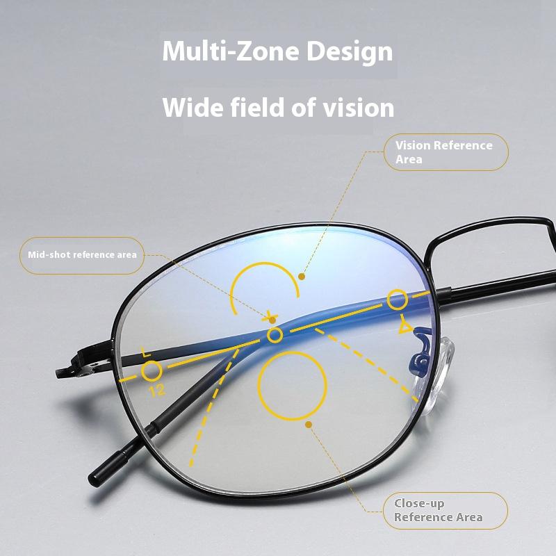 High End Multifocal Dual Beam Reading Glasses Photochromic 1 0~4 0 Anti Blue Light Presbyopia Glasses Color Changing