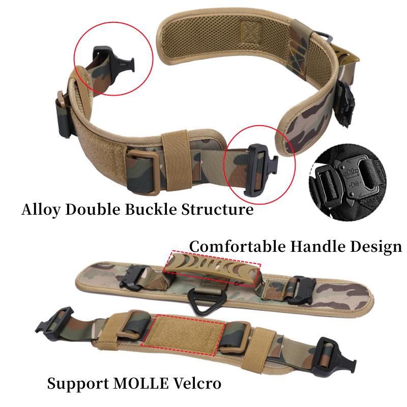 Adjustable Metal Double Buckle Tactical Dog Collar Luxury Designer Training Collar Dog German Shepherd For Medium Large Dogs