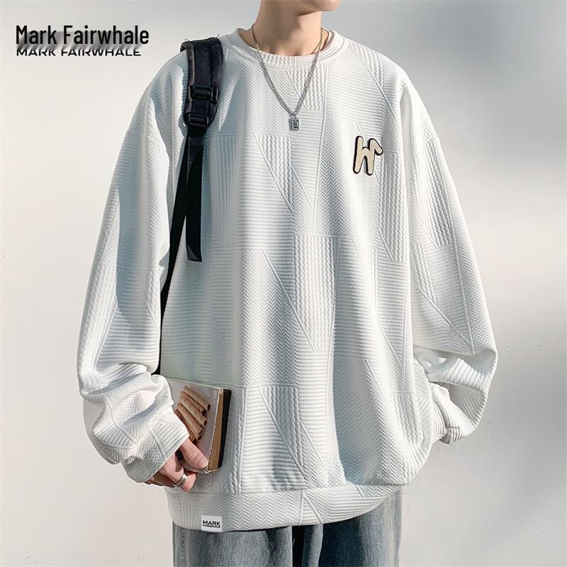 MARK FAIRWHALE Men's Winter Trendy Loose Fit Crew Neck Sweatshirt