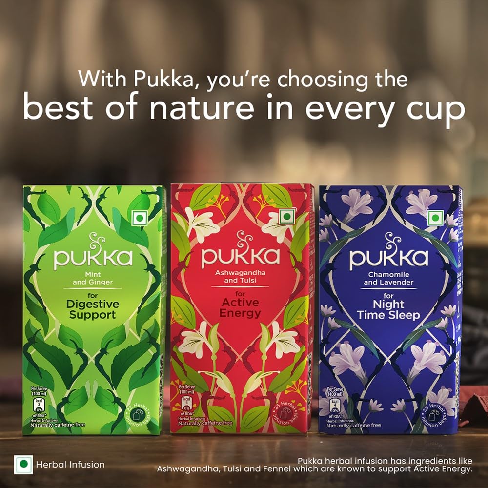 Pukka Ashwagandha und Tulsi für Aktive Energie I Kräuteraufgüsse I 25 Aufgussbeutel