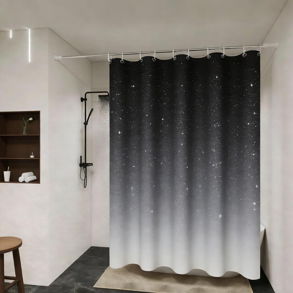 Modern Black Abstract Interwoven Line Art Waterproof Shower Curtain