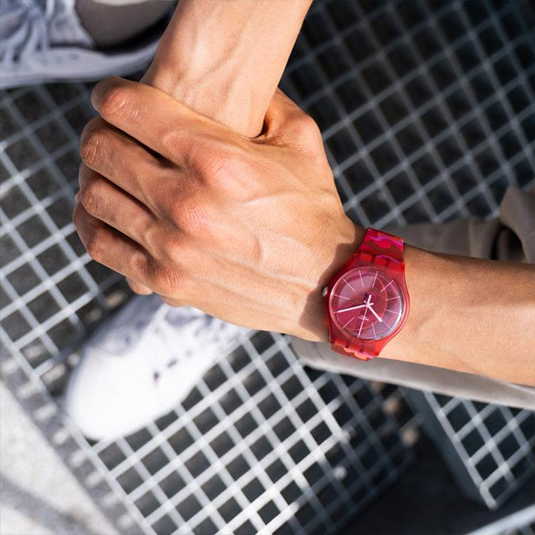 SWATCH Unisex 41mm Red Watch SUOR116 SUOR116