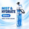 PE Spray Water Bottle 500ml Double-Wall Insulated with Carrying Loop for Sports and Outdoors