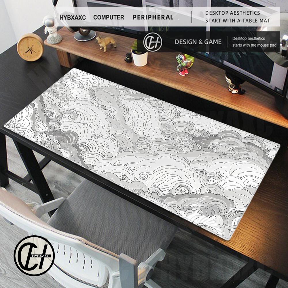 Dark Swirling Clouds Desk Mat Xl Dark Aesthetic Gaming Mousepad Black Japanese Clouds Desk Mat Black And White Lines Mouse Mats