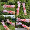 Bloody White Skeleton Halloween Gloves For Costume Party