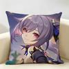 Keqing Genshin Impact Cushion Cover Natural Linen Organic Fabric DoubleSided Printing Room Sofa Decor Pillow Case