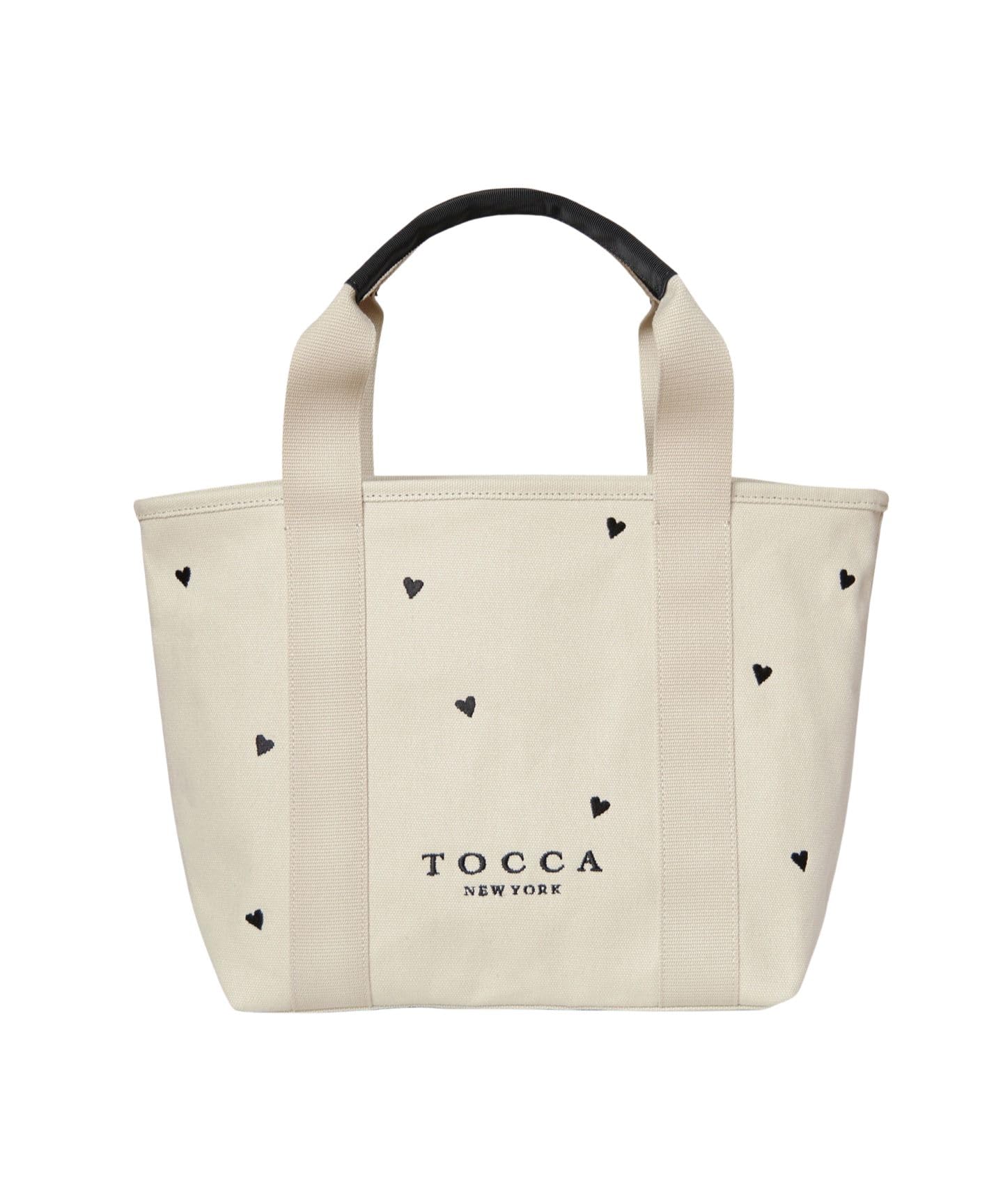 

[TOCCA] LUCKY SHOWER КАНВАСОВАЯ СУМКА-ТОТЕН Canvas Tote Bag (Бежевый с черным узором в виде сердца) в цветах коллаборации с Otona Hyakka (Онлайн и в избранных магазинах