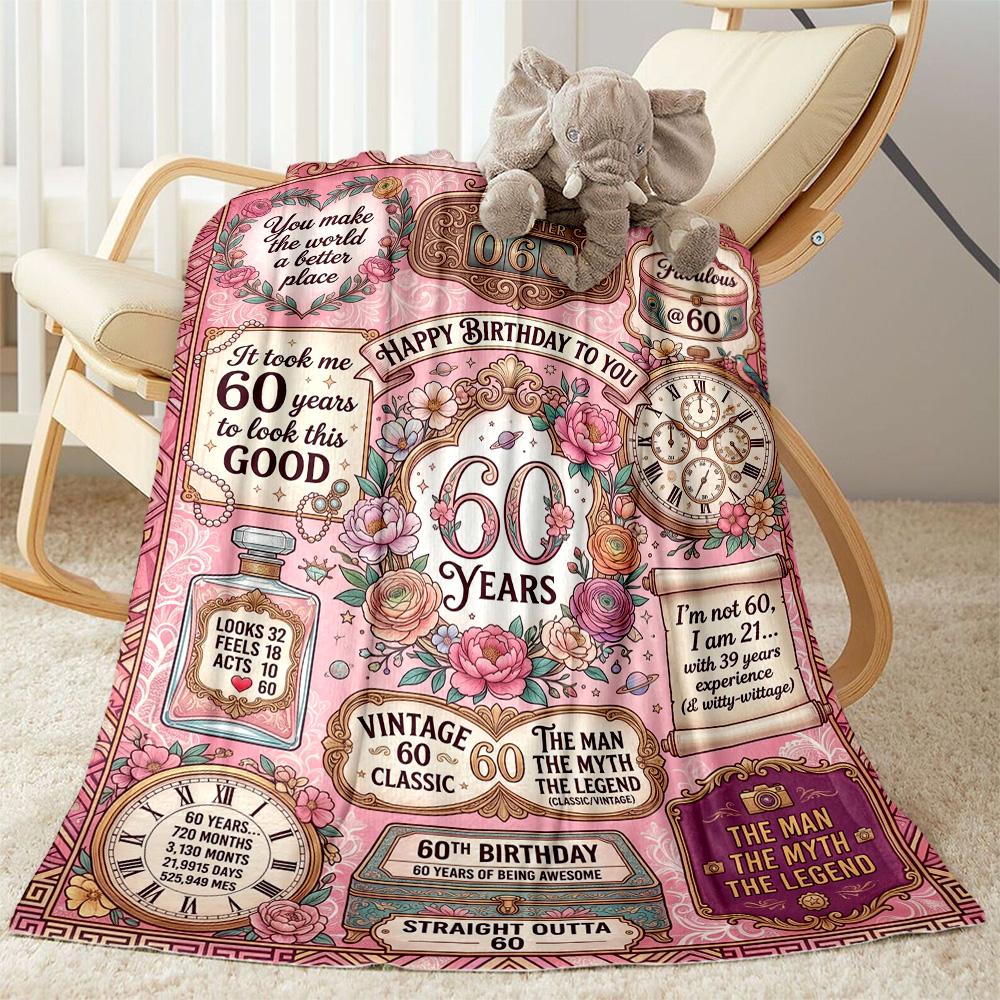 Happy 60th Birthday Celebration Blanket Ultra-Soft Great for Seaside Office Bed All-Season Use Warmthful Decor
