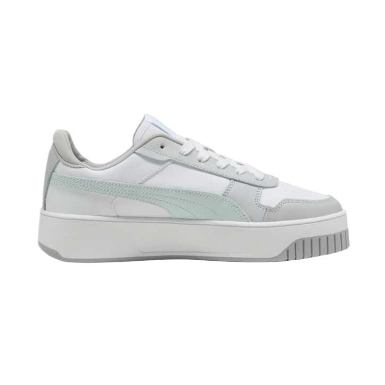 Puma Carina Street Leather Comfortable Height Increasing Low Top Skateboard Shoes Women's White Gray 389390-43